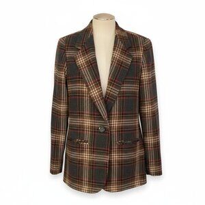 Requirements Petite Plaid Wool-Blend Blazer – Size 10P